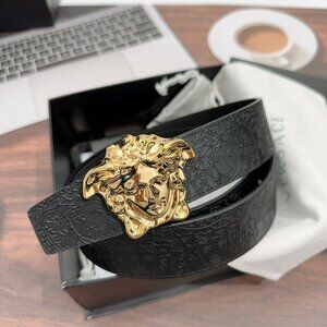 Versace Men's Leather Medusa Buckle Belt - Size 40in, 100cm - Black